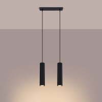 Suspension Noir L : 30 cm Aluminium GU10 2 flammes