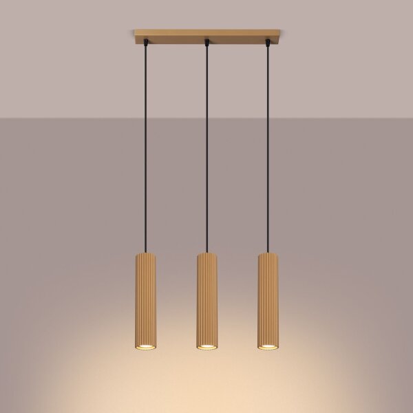 Lampe à suspendre en or L : 45 cm H : max. 98 cm 3-flamme GU10