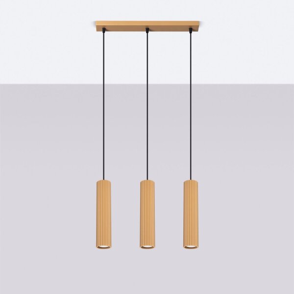 Lampe à suspendre en or L : 45 cm H : max. 98 cm 3-flamme GU10