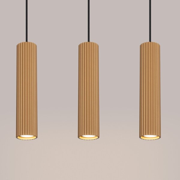 Lampe à suspendre en or L : 45 cm H : max. 98 cm 3-flamme GU10