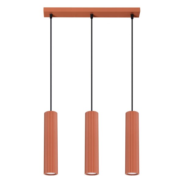Suspension Moderne GU10 3-flamme L : 45 cm Aluminium en rouge