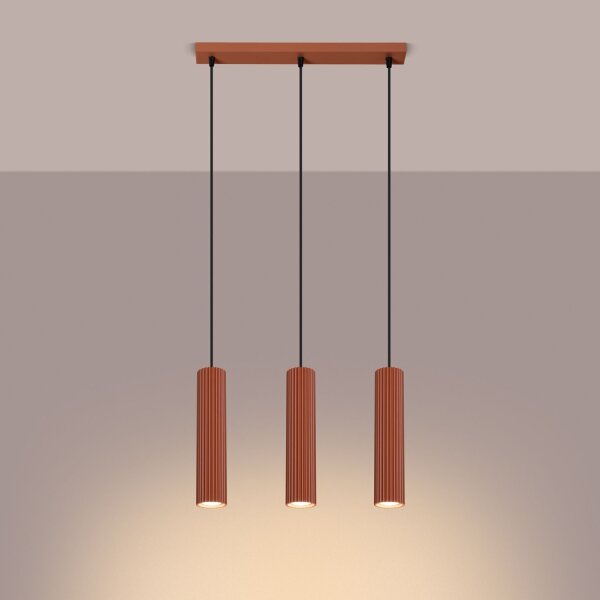 Suspension Moderne GU10 3-flamme L : 45 cm Aluminium en rouge
