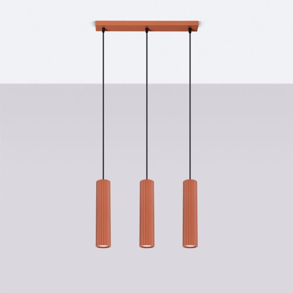 Suspension Moderne GU10 3-flamme L : 45 cm Aluminium en rouge