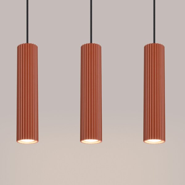 Suspension Moderne GU10 3-flamme L : 45 cm Aluminium en rouge