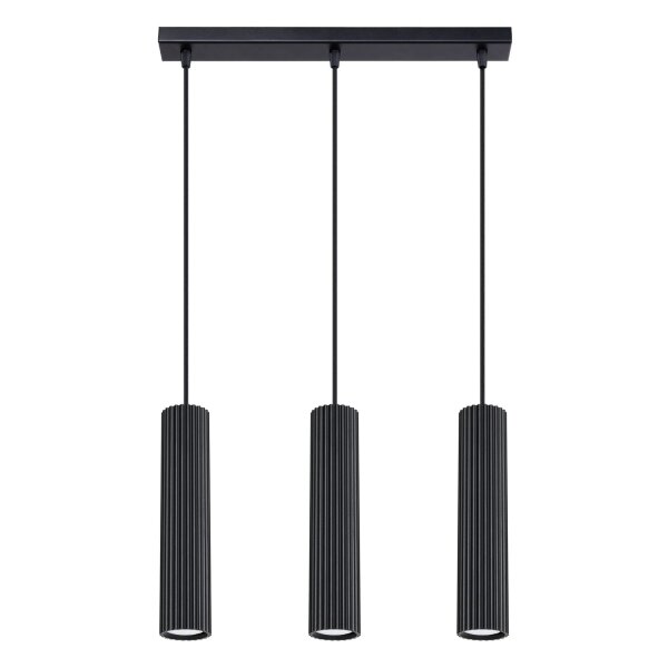 Suspension à 3 flammes GU10 L : 45 cm Noir Moderne BERTA