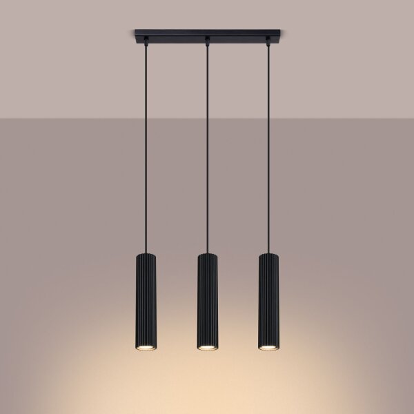 Suspension à 3 flammes GU10 L : 45 cm Noir Moderne BERTA