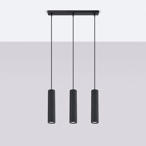 Suspension à 3 flammes GU10 L : 45 cm Noir Moderne BERTA