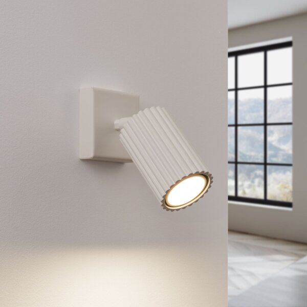 Spot mural GU10 L : 8 cm petit en aluminium crème