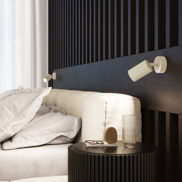 Spot mural GU10 L : 8 cm petit en aluminium crème
