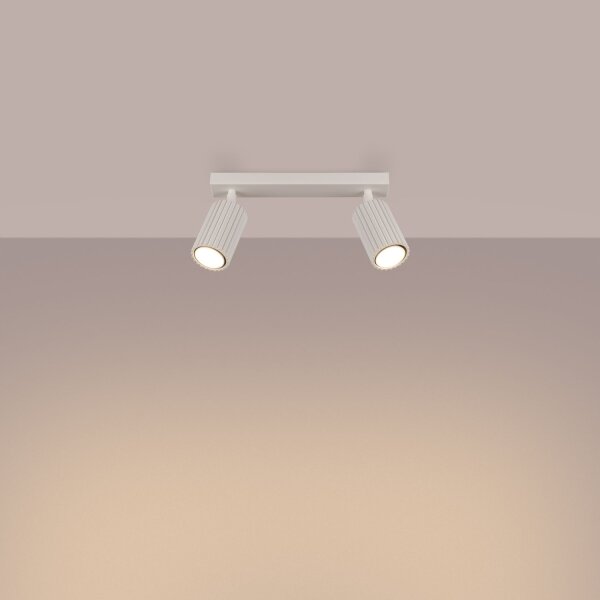 Lampe de plafonnier à 2 flammes 30 cm de long petit GU10 en crème Moderne