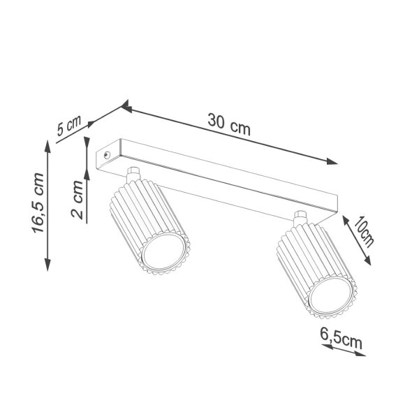 Spot de plafond blanc GU10 à 2 flammes L : 30 cm petit Moderne
