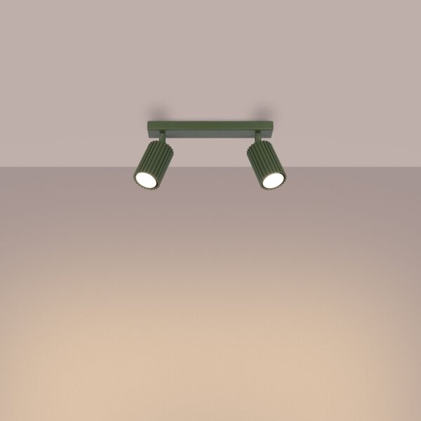 Projecteur de plafond à 2 flammes L : 30 cm petit orientable GU10 vert