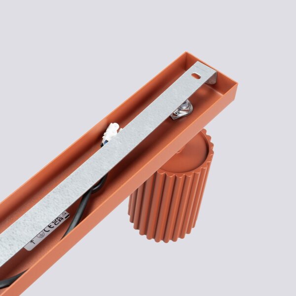 Lampe de plafonnier à 3 flammes L : 45 cm petit GU10 rouge en aluminium