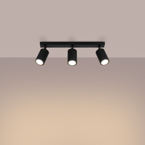 Projecteur de plafond noir 3 flammes L : 45 cm orientable GU10