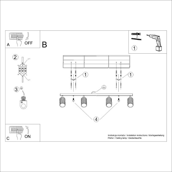 Spot de plafond Moderne GU10 4-flamme 81 cm de long en vert