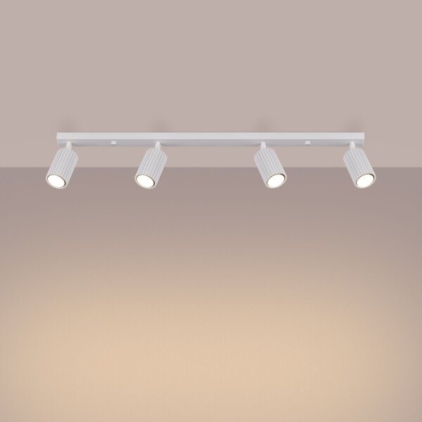 Projecteur de plafond blanc 4-flamme GU10 81 cm long orientable