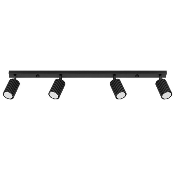 Plafonnier noir 4-flamme GU10 81 cm long Moderne