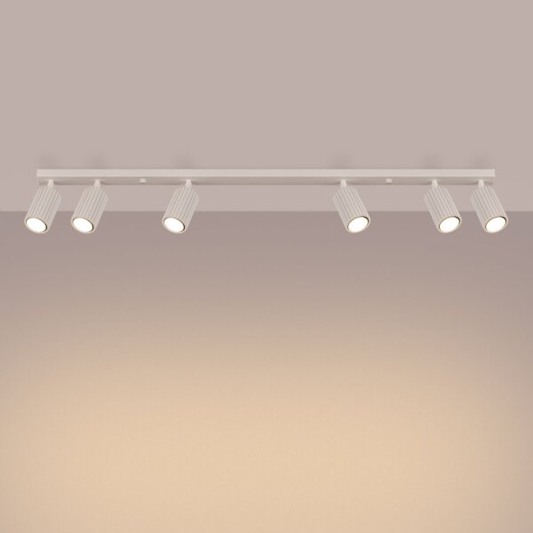 Spot de plafond moderne 6 flammes GU10 117 cm de long en crème