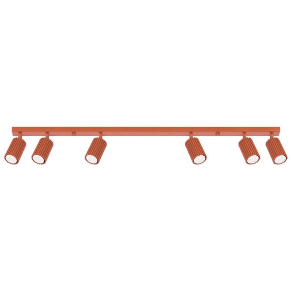 Projecteur de plafond 6 flammes rouge GU10 117 cm de long grand aluminium