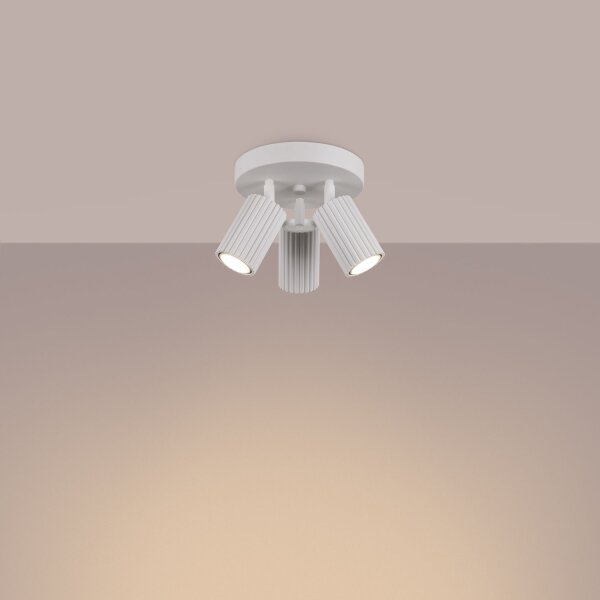 Projecteur de plafond 3 flammes GU10 rond Ø 19,5 cm petit blanc BERTA