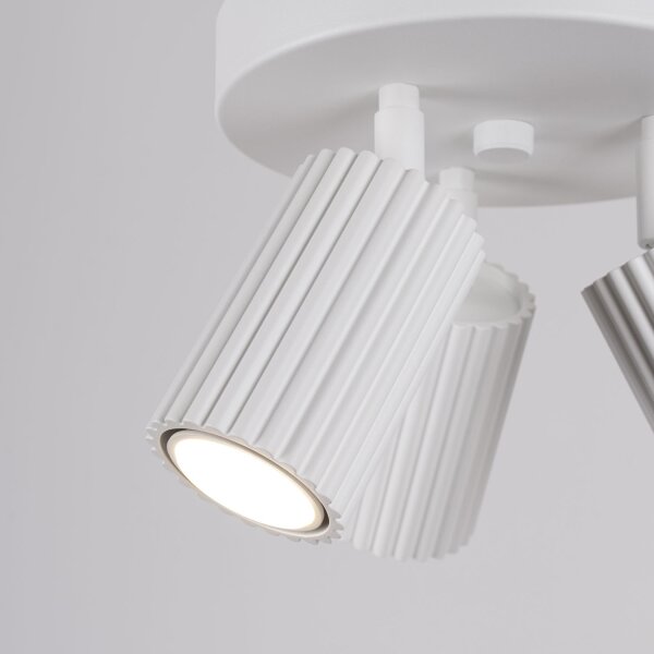 Projecteur de plafond 3 flammes GU10 rond Ø 19,5 cm petit blanc BERTA