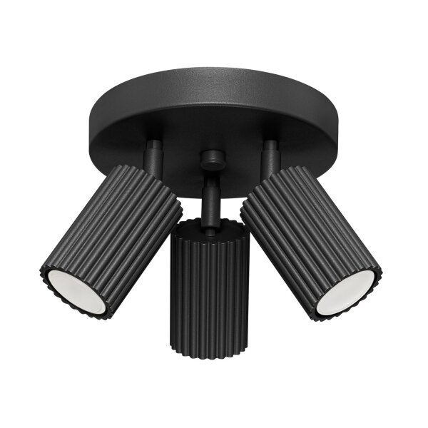 Lampe de plafonnier ronde 3 flammes GU10 noir Ø 19,5 cm petit Moderne