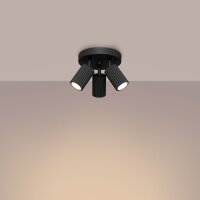 Lampe de plafonnier ronde 3 flammes GU10 noir Ø...