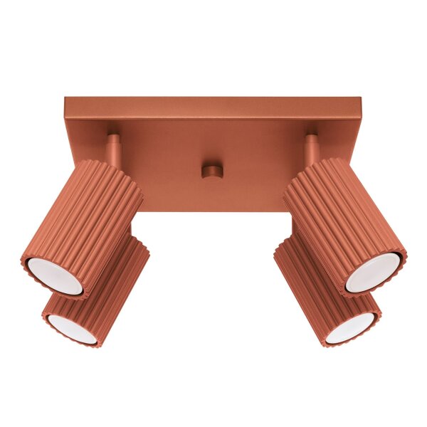 Projecteur de plafond GU10 4 flammes L : 25 cm petit carré rouge