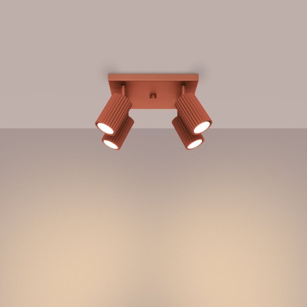Projecteur de plafond GU10 4 flammes L : 25 cm petit carré rouge