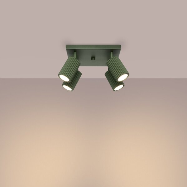 Lampe de plafonnier Vert L : 25 cm petit orientable 4x GU10 Aluminium