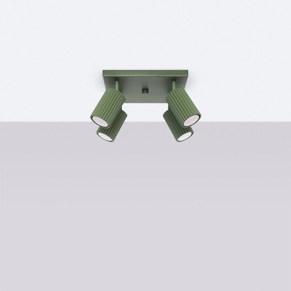 Lampe de plafonnier Vert L : 25 cm petit orientable 4x GU10 Aluminium
