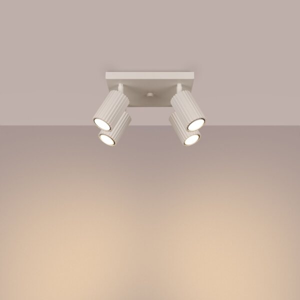 Projecteur de plafond 4 flammes GU10 L : 25 cm petit crème BERTA