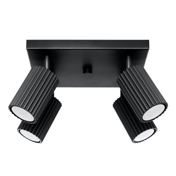 Lampe de plafonnier noir L : 25 cm petit orientable 4-flamme GU10