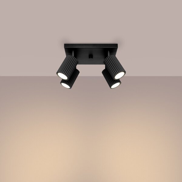 Lampe de plafonnier noir L : 25 cm petit orientable 4-flamme GU10