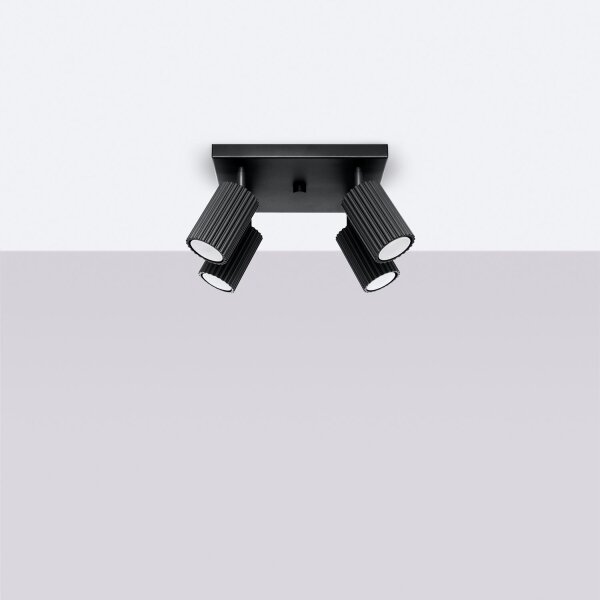Lampe de plafonnier noir L : 25 cm petit orientable 4-flamme GU10