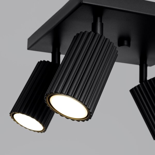 Lampe de plafonnier noir L : 25 cm petit orientable 4-flamme GU10