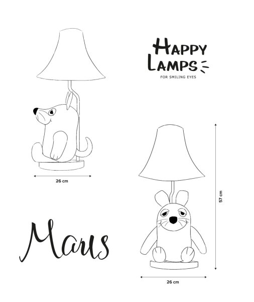 Lampe de table Sendung mit der Maus 52 cm vegan cuir synthétique LED