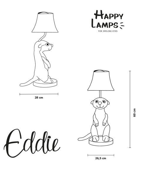 Lampe de table chambre denfant 58 cm de haut suricate LED
