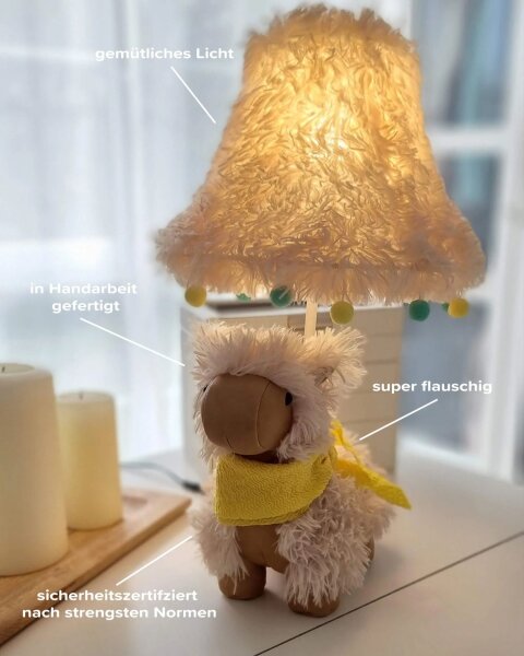 Lampe pour chambre denfant LED 48 cm de haut Alpaga vegan mignon