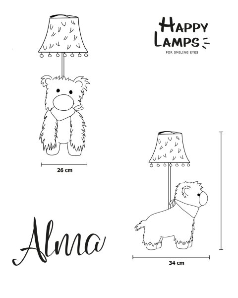 Lampe pour chambre denfant LED 48 cm de haut Alpaga vegan mignon