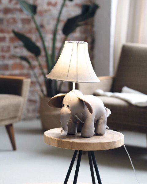 Lampe de table LED chambre denfant éléphant 48 cm gris vegan