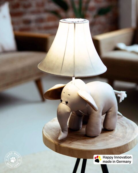 Lampe de table LED chambre denfant éléphant 48 cm gris vegan