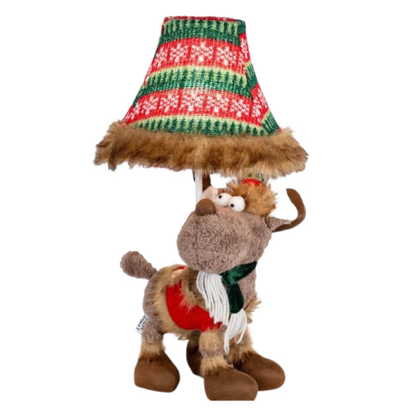 Lampe de table LED Noël Renne 51 cm Beige Rouge Vert