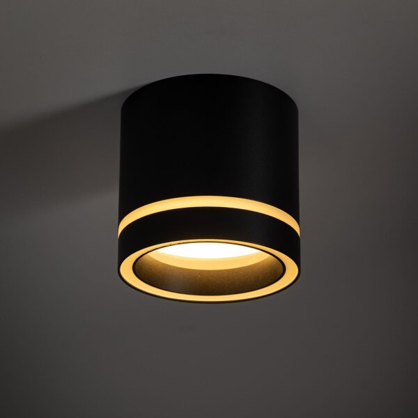 Lampe de plafonnier noir apparent Ø 8,5 cm petit métal