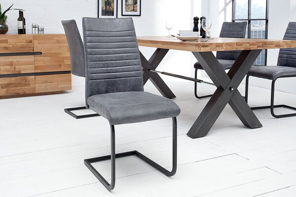 Chaise à bascule sans accoudoirs Gris Noir Tissu Métal