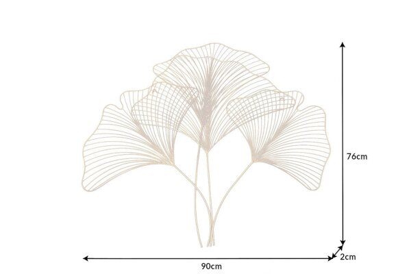 Décoration murale fer en or L : 90 cm Ginko feuille design asiatique