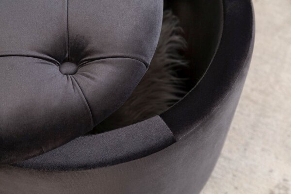 Pouf avec espace de rangement Noir velours métal Ø 50 cm Chesterfield