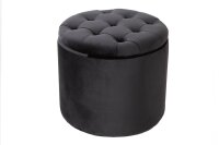 Pouf avec espace de rangement Noir velours m&eacute;tal...