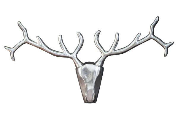 Décoration murale bois de cerf en métal 98 cm de large en argent