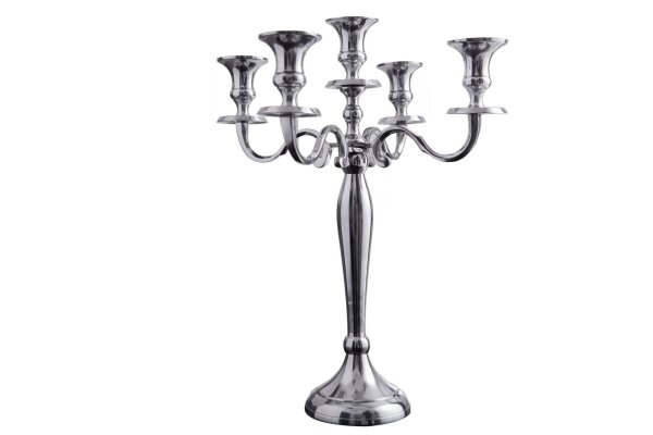 Bougeoir pour bougies à 5 branches en argent 40 cm de haut